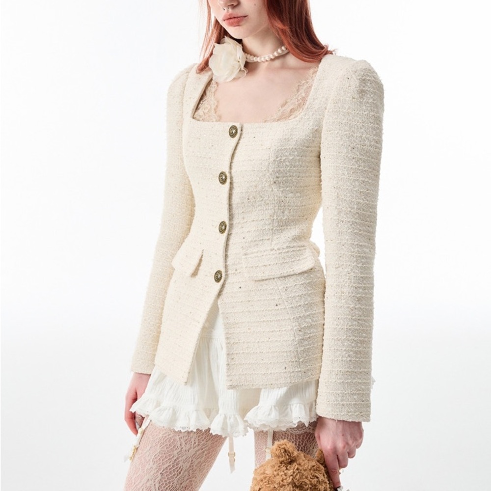 1JINN STUDIO chic collar, tailored waist, medium-length Coat